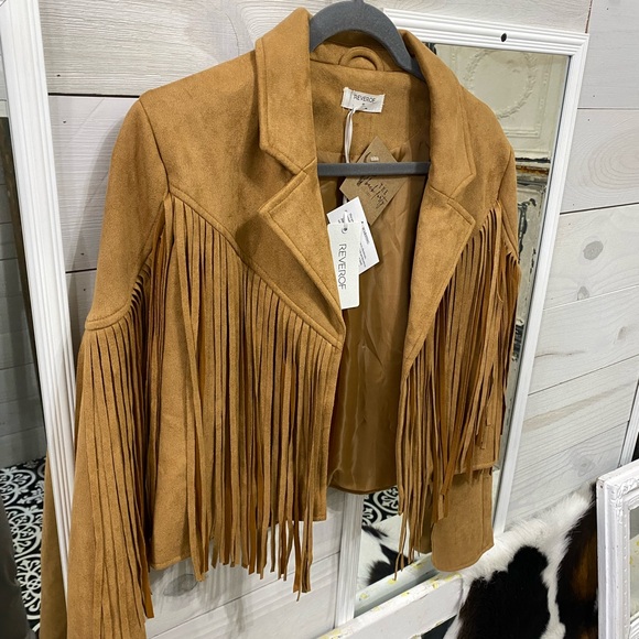 Reverof Jackets & Blazers - Camel Suede Fringe Jacket | NWT